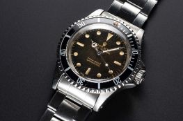 A RARE GENTLEMAN'S STAINLESS STEEL ROLEX OYSTER PERPETUAL SUBMARINER BRACELET WATCH CIRCA 1966, REF.