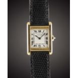 A GENTLEMAN'S SIZE 18K SOLID GOLD CARTIER PARIS TANK NORMALE WRIST WATCH CIRCA 1980s Movement: