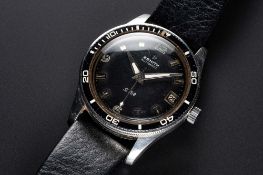 A RARE GENTLEMAN'S STAINLESS STEEL ZENITH S.58 AUTOMATIC DIVERS WRIST WATCH CIRCA 1960, WITH 60