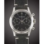 A RARE GENTLEMAN'S LARGE SIZE STAINLESS STEEL EXCELSIOR PARK "WATERPROOF" CHRONOGRAPH WRIST WATCH