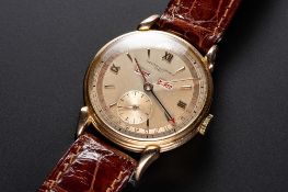 A FINE & RARE GENTLEMAN'S 18K SOLID ROSE GOLD VACHERON & CONSTANTIN TRIPLE CALENDAR WRIST WATCH