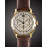 A GENTLEMAN'S LARGE SIZE GOLD PLATED ALFA CHRONOGRAPH WRIST WATCH CIRCA 1940s Movement: 17J,