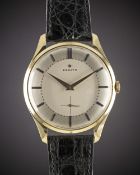 A GENTLEMAN'S LARGE SIZE 18K SOLID GOLD ZENITH WRIST WATCH CIRCA 1960s, WITH TWO TONE SILVER