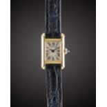 A LADIES 18K SOLID GOLD CARTIER "MINI" TANK WRIST WATCH CIRCA 1990s, REF. 1360.1 Movement: Quartz,