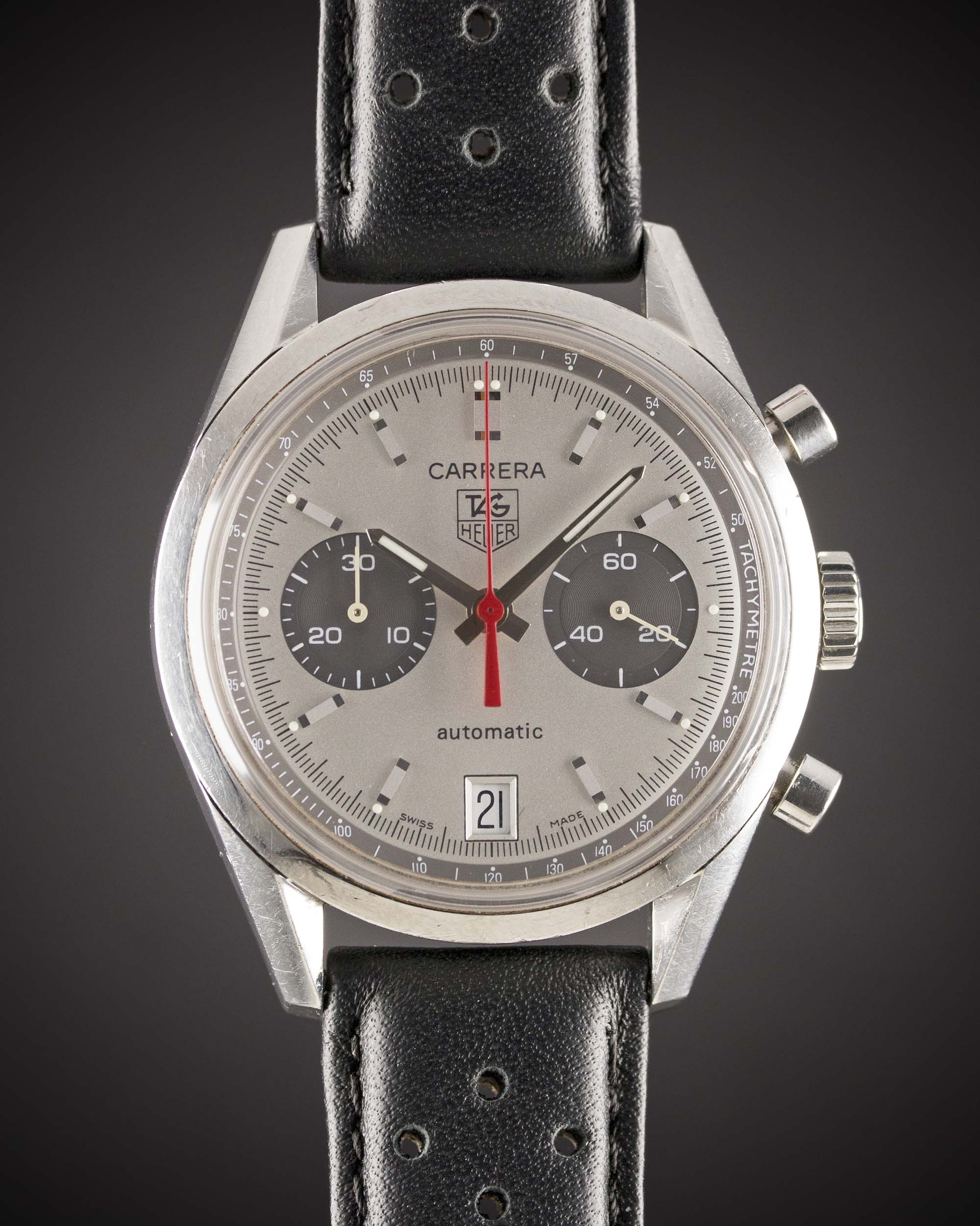 A GENTLEMAN'S STAINLESS STEEL TAG HEUER CARRERA AUTOMATIC CHRONOGRAPH WRIST...