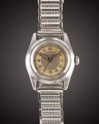 A GENTLEMAN'S STAINLESS STEEL ROLEX OYSTER ROYALITE BRACELET WATCH CIRCA 1940s, REF. 4220 WITH TWO