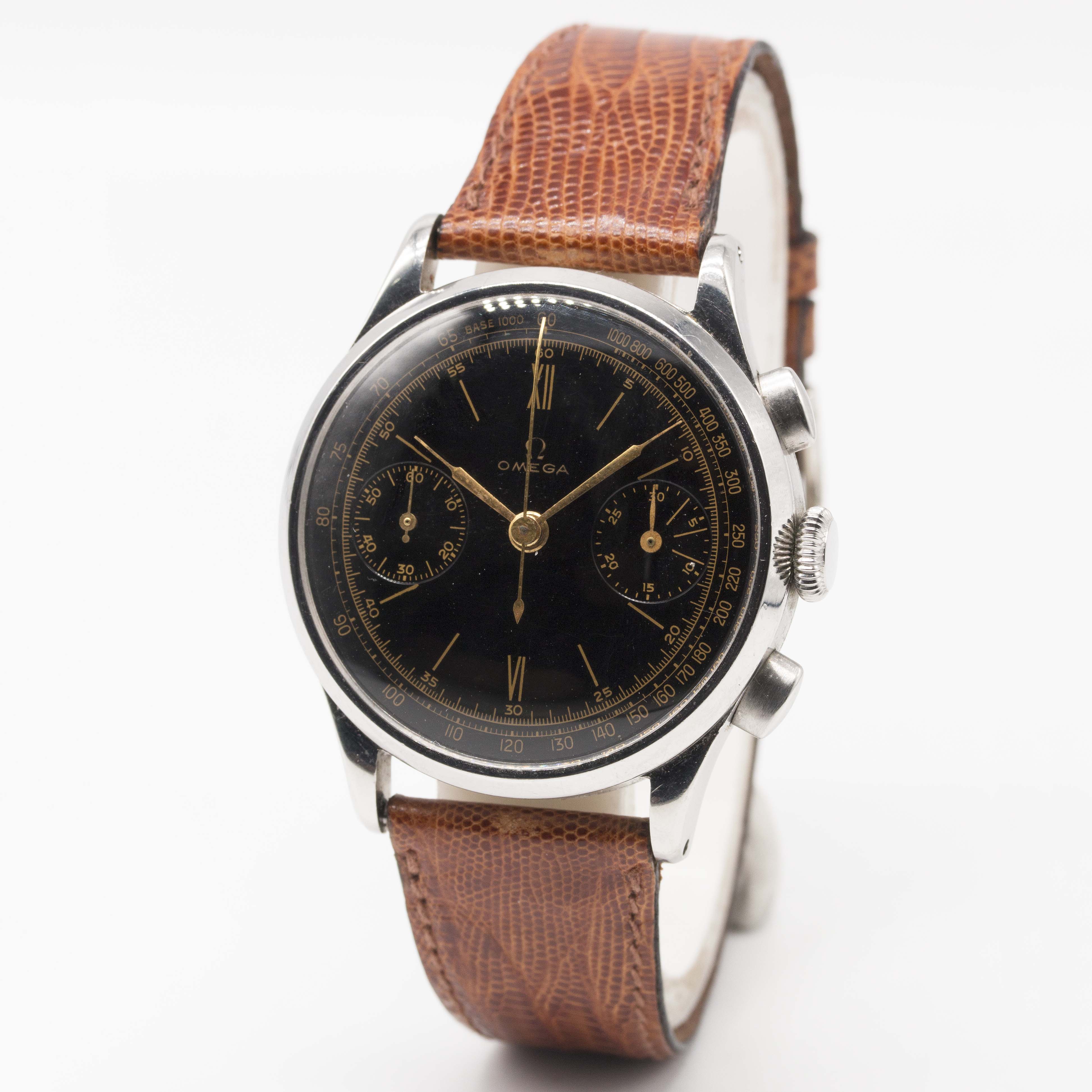 A VERY RARE GENTLEMAN'S LARGE SIZE STAINLESS STEEL OMEGA "33.3" CHRONOGRAPH WRIST WATCH CIRCA - Image 5 of 11