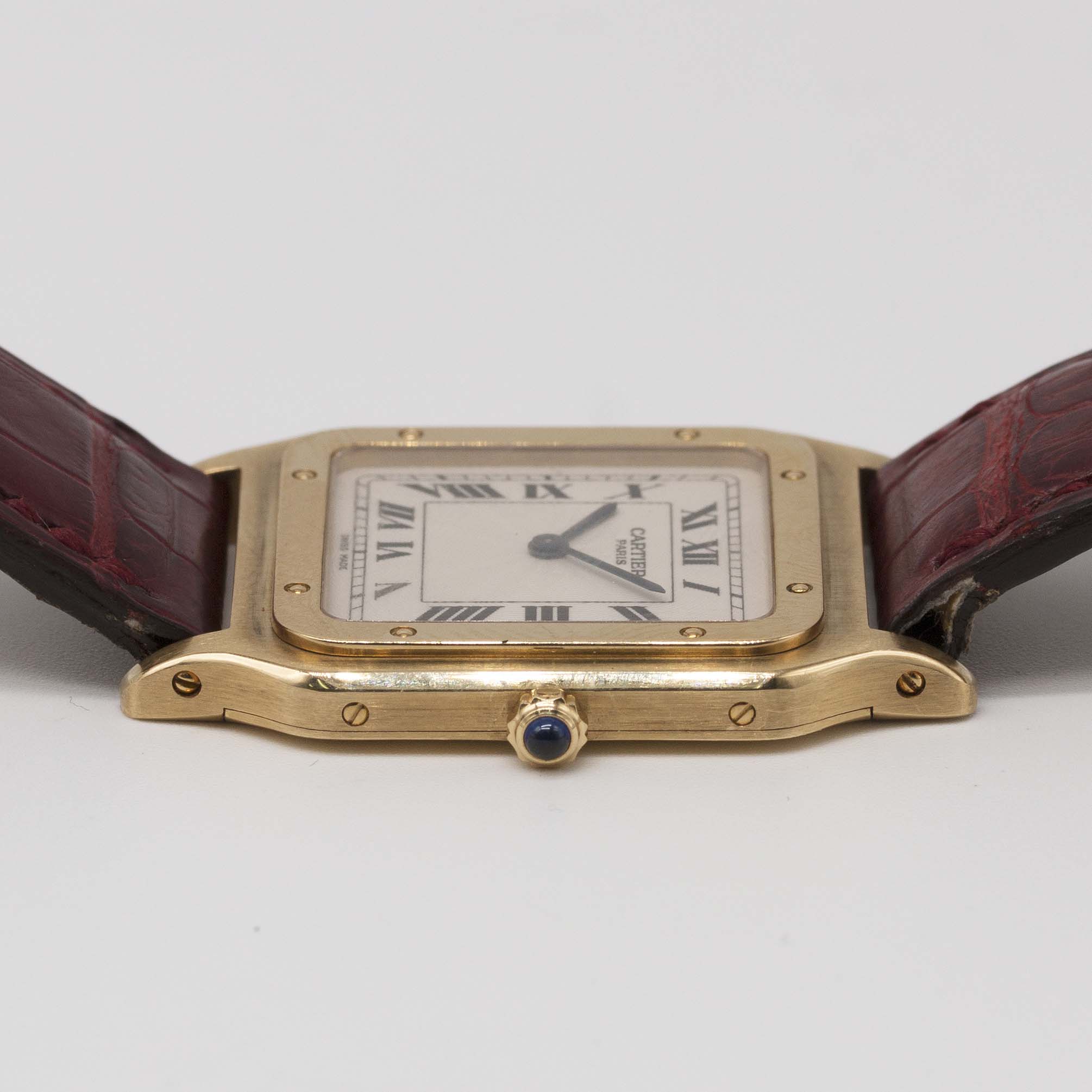 A GENTLEMAN'S SIZE 18K SOLID GOLD CARTIER SANTOS DUMONT MECANIQUE WRIST WATCH CIRCA 1990s, REF. - Image 8 of 13