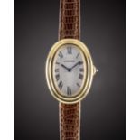 A LADIES 18K SOLID GOLD CARTIER BAIGNOIRE WRIST WATCH CIRCA 1980s Movement: Manual wind, signed