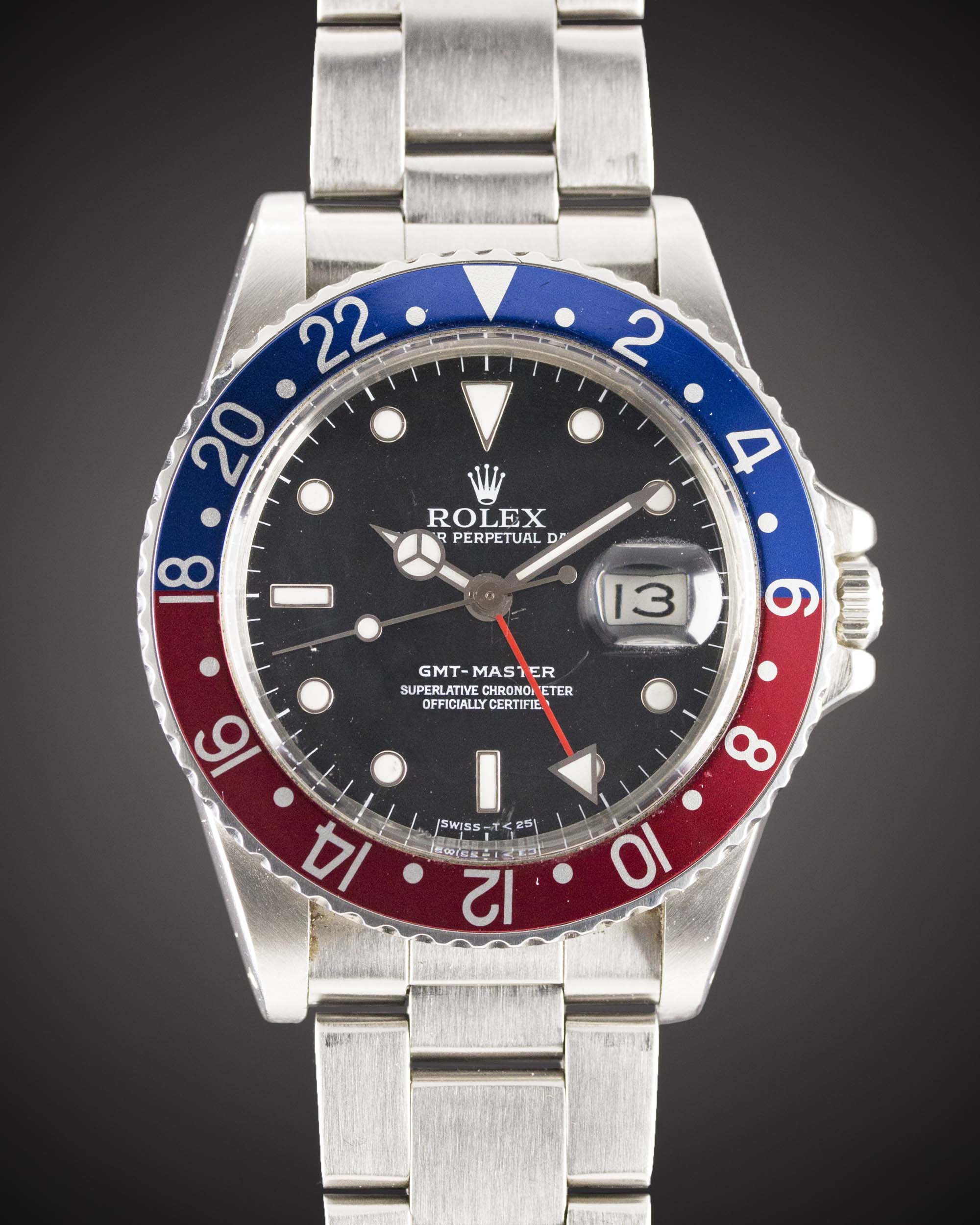 A RARE GENTLEMAN'S STAINLESS STEEL ROLEX OYSTER PERPETUAL DATE GMT MASTER "PEPSI" BRACELET WATCH - Image 3 of 3