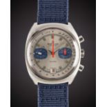 A GENTLEMAN'S "NOS" BREITLING DATORA CHRONOGRAPH WRIST WATCH CIRCA 1975, REF. 2018 Movement: 17J,