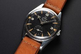 A RARE GENTLEMAN'S STAINLESS STEEL OMEGA RANCHERO WRIST WATCH CIRCA 1958, REF. 2990 1 WITH BLACK