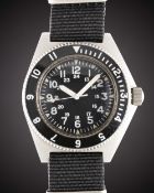 A GENTLEMAN'S STAINLESS STEEL US MILITARY SPECIAL FORCES BENRUS TYPE II WRIST WATCH DATED 1979