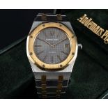 A RARE GENTLEMAN'S LARGE SIZE STEEL & GOLD AUDEMARS PIGUET ROYAL OAK "JUMBO" BRACELET WATCH CIRCA