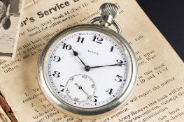 A GENTLEMAN'S NICKEL CASED BRITISH MILITARY ROLEX POCKET WATCH CIRCA 1930s, CONSIGNED BY THE