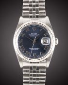 A GENTLEMAN'S STEEL & WHITE GOLD ROLEX OYSTER PERPETUAL DATEJUST BRACELET WATCH CIRCA 2003, REF.