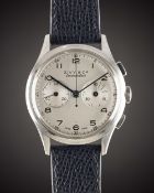 A GENTLEMAN'S STAINLESS STEEL EXCELSIOR PARK ZIVY & CIE CHRONOGRAPH WRIST WATCH CIRCA 1960s, WITH