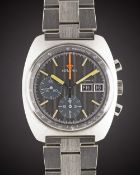 A GENTLEMAN'S STAINLESS STEEL LEMANIA AUTOMATIC CHRONOGRAPH BRACELET WATCH CIRCA 1970s, WITH