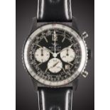 A VERY RARE GENTLEMAN'S BLACK COATED BREITLING NAVITIMER CHRONOGRAPH WRIST WATCH CIRCA 1970s, REF.