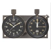 A RARE HEUER DOUBLE DASHBOARD SET CIRCA 1960s, CONSISTING OF A MASTER-TIME 8 DAYS TIMEPIECE AND A