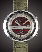A GENTLEMAN'S HEUER JACKY ICKX EASY RIDER CHRONOGRAPH WRIST WATCH CIRCA 1970s, WITH MAROON DIAL