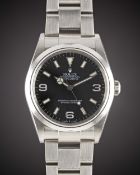 A GENTLEMAN'S STAINLESS STEEL ROLEX OYSTER PERPETUAL EXPLORER BRACELET WATCH CIRCA 2005, REF. 114270