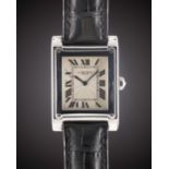 A GENTLEMAN'S 18K SOLID WHITE GOLD CARTIER TANK À VIS WRIST WATCH CIRCA 2000s, REF. 2609F COLLECTION