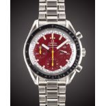 A GENTLEMAN'S STAINLESS STEEL OMEGA SPEEDMASTER "SCHUMACHER" AUTOMATIC CHRONOGRAPH BRACELET WATCH