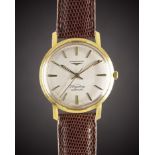 A GENTLEMAN'S 18K SOLID GOLD LONGINES FLAGSHIP AUTOMATIC WRIST WATCH CIRCA 1961, REF. 3404 WITH