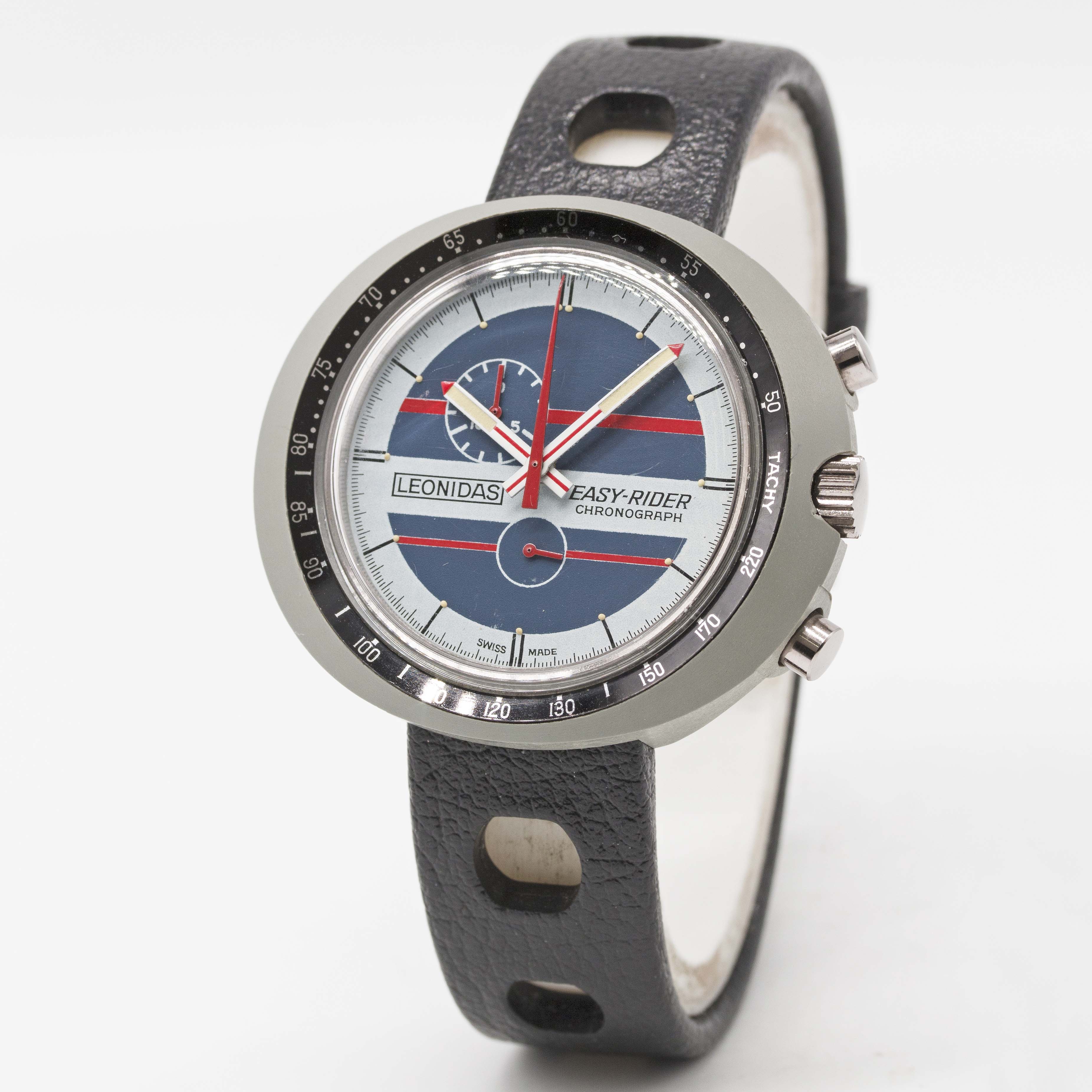 A GENTLEMAN'S RESIN CASED LEONIDAS EASY RIDER CHRONOGRAPH WRIST WATCH CIRCA 1970s Movement: Manual - Image 2 of 3