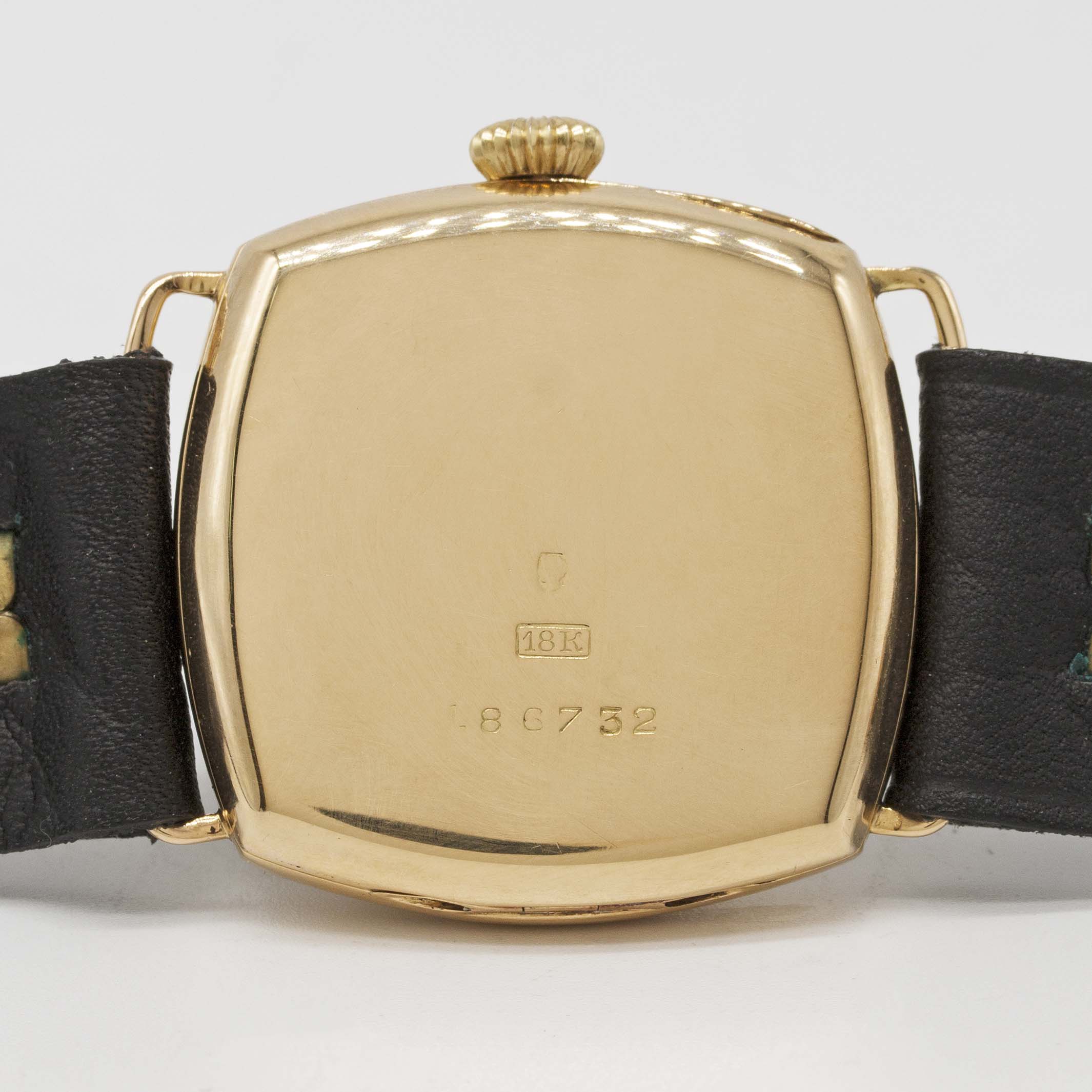 A GENTLEMAN'S 18K SOLID GOLD ZENITH "CUSHION" WRIST WATCH CIRCA 1920, WITH 24 HOUR PORCELAIN - Image 3 of 5