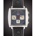 A GENTLEMAN'S STAINLESS STEEL HEUER MONACO CHRONOGRAPH WRIST WATCH CIRCA 1972, REF. 73633B "STEVE