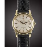 A GENTLEMAN'S STEEL & GOLD CAPPED OMEGA CONSTELLATION CHRONOMETER WRIST WATCH CIRCA 1960, REF. 14393