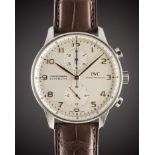 A GENTLEMAN'S STAINLESS STEEL IWC PORTUGUESE AUTOMATIC CHRONOGRAPH WRIST WATCH CIRCA 2000s, REF.