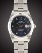 A GENTLEMAN'S STAINLESS STEEL ROLEX OYSTER PERPETUAL DATE BRACELET WATCH CIRCA 2000, REF. 15200 WITH