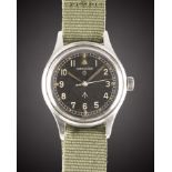 A GENTLEMAN'S STAINLESS STEEL BRITISH MILITARY HAMILTON RAF PILOTS WRIST WATCH CIRCA 1960s, WITH "