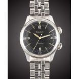 A RARE GENTLEMAN'S STAINLESS STEEL BULOVA SELFWINDING SUPER WATERPROOF BRACELET WATCH CIRCA 1960s,