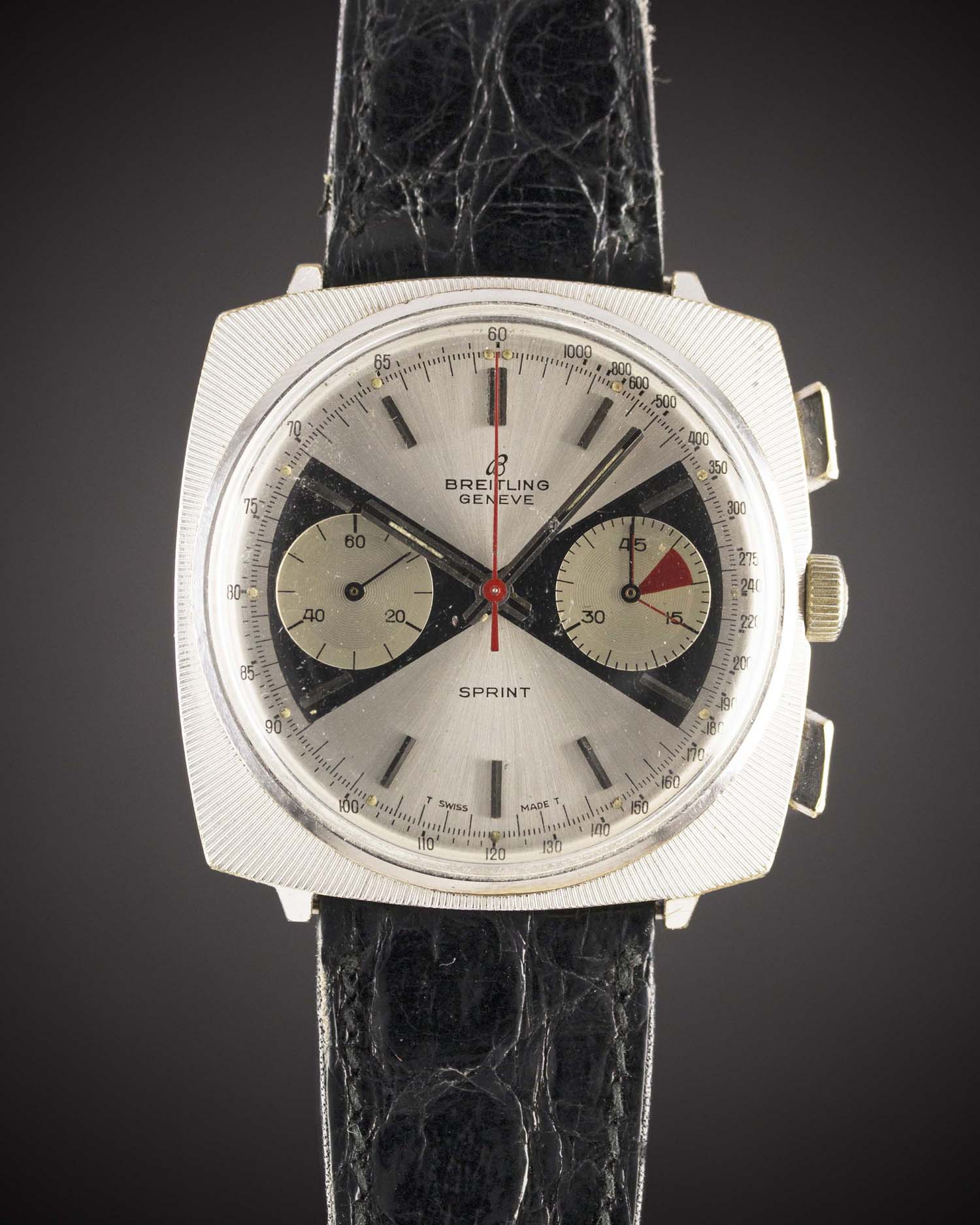 A GENTLEMAN'S BREITLING SPRINT CHRONOGRAPH WRIST WATCH CIRCA 1967, REF. 2007 WITH "BOW TIE" DIAL