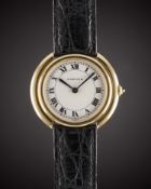 A GENTLEMAN'S SIZE 18K SOLID GOLD CARTIER PARIS CEINTURE RONDE AUTOMATIC WRIST WATCH CIRCA 1970s