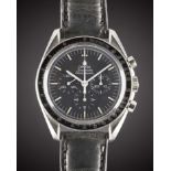 A GENTLEMAN'S STAINLESS STEEL OMEGA SPEEDMASTER PROFESSIONAL CHRONOGRAPH WRIST WATCH CIRCA 1988,