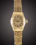 A LADIES 18K SOLID GOLD ROLEX OYSTER PERPETUAL BRACELET WATCH CIRCA 1972, REF. 6719 Movement: 28J,