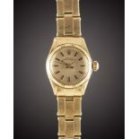 A LADIES 18K SOLID GOLD ROLEX OYSTER PERPETUAL BRACELET WATCH CIRCA 1972, REF. 6719 Movement: 28J,