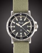 A GENTLEMAN'S STAINLESS STEEL BRITISH MILITARY PRECISTA ROYAL NAVY DIVERS WRIST WATCH DATED 1989