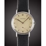 A GENTLEMAN'S STAINLESS STEEL JAEGER LECOULTRE WRIST WATCH CIRCA 1960s, WITH ROSE GOLD MARKERS &