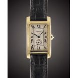 A GENTLEMAN'S SIZE 18K SOLID GOLD CARTIER TANK AMERICAINE WRIST WATCH CIRCA 1990, REF. 811905