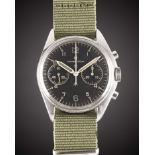 A GENTLEMAN'S STAINLESS STEEL BRITISH MILITARY ROYAL NAVY FLEET AIR ARM HAMILTON CHRONOGRAPH WRIST