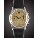 A GENTLEMAN'S LARGE SIZE STAINLESS STEEL ANGELUS HERMETIQUE CHRONOGRAPH WRIST WATCH CIRCA 1940s