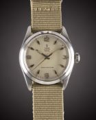 A GENTLEMAN'S STAINLESS STEEL ROLEX TUDOR OYSTER ROYAL WRIST WATCH CIRCA 1958, REF. 7934 WITH 3-6-