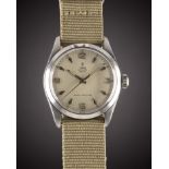 A GENTLEMAN'S STAINLESS STEEL ROLEX TUDOR OYSTER ROYAL WRIST WATCH CIRCA 1958, REF. 7934 WITH 3-6-