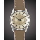 A GENTLEMAN'S STAINLESS STEEL JAEGER LECOULTRE MEMOVOX ALARM WRIST WATCH CIRCA 1960s, WITH QUARTERLY